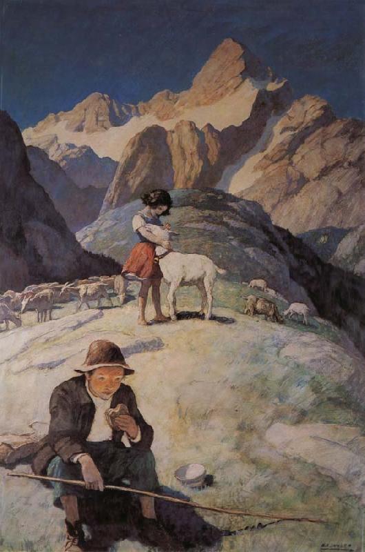 NC Wyeth Heidi oil painting picture